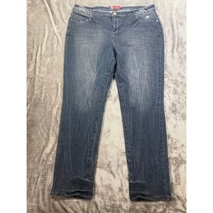 Apple Bottoms Jeans Womens Blue Medium Wash Straight Leg Crinkle Whiskered 38X30